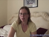 Brit in glasses sucks and rides Luke Hardy