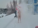 Wild Wet MILF Warms up with a Hot Dick after Snowfall