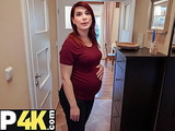 DEBT4k. Bank agent gives pregnant MILF delay in exchange for quick sex